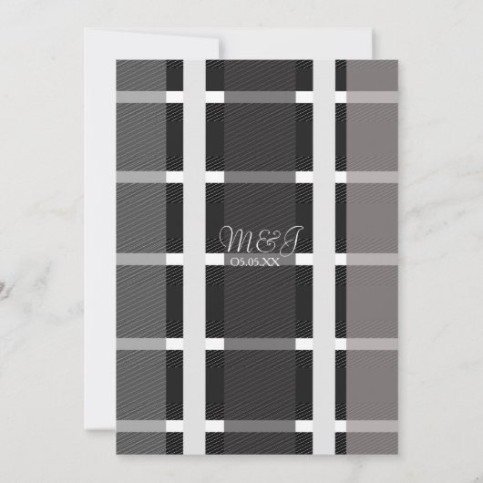 Modern Plays Grey Black White Ring Logo Wedding Kaart (Achterkant)