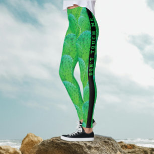 Modern Plezier Niet Aanraken Groene Cactus Patroon Leggings