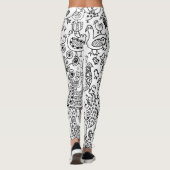 Modern Plezier Zwart-wit Vogels Patroon Leggings (Achterkant)