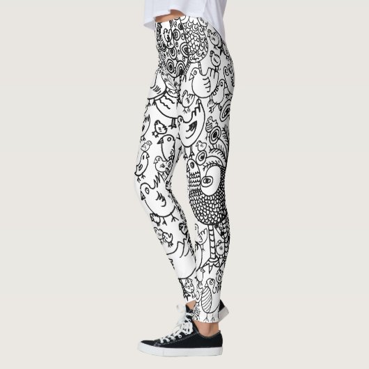 Modern Plezier Zwart-wit Vogels Patroon Leggings (Links)