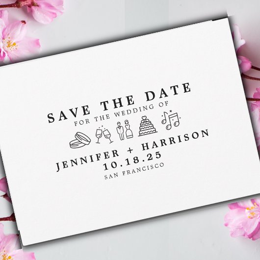 Modern Plezierlijke Huwelijksicoon Save the Date H Kaart