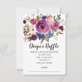 Modern Plum Blue Baby shower Luier Raffle Ticket Kaart (Voorkant)