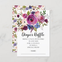 Modern Plum Blue Baby shower Luier Raffle Ticket