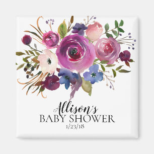 Modern Plum Blue Lavender Shower Favor Magnet
