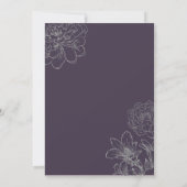 Modern Plum, Dark paars & Silver Floral Wedding Kaart (Achterkant)