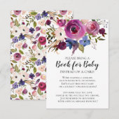 Modern Plum Floral Baby shower Boek voor Baby Informatiekaartje (Voorkant / Achterkant)