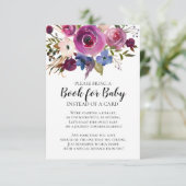 Modern Plum Floral Baby shower Boek voor Baby Informatiekaartje (Staand voorkant)