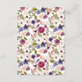 Modern Plum Floral Baby shower Boek voor Baby Informatiekaartje (Achterkant)
