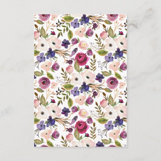 Modern Plum Floral Baby shower Boek voor Baby Informatiekaartje (Achterkant)