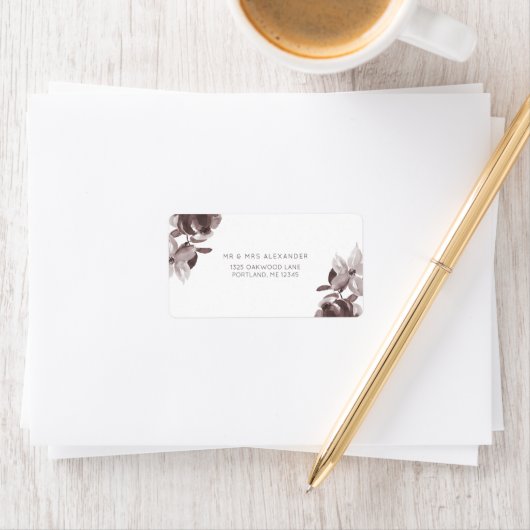 Modern Plum Floral Bruiloft Retourlabel Etiket (Insitu)