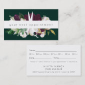 Modern Plum Floral Salon Scissors Logo Benoeming Visitekaartje (Voorkant / Achterkant)
