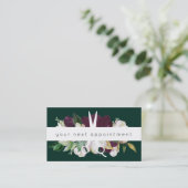Modern Plum Floral Salon Scissors Logo Benoeming Visitekaartje (Staand voorkant)