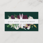 Modern Plum Floral Salon Scissors Logo Benoeming Visitekaartje (Voorkant)