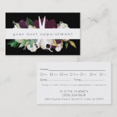 Modern Plum Floral Salon Scissors Logo Benoeming Visitekaartje (Voorkant / Achterkant)