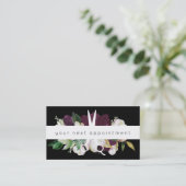 Modern Plum Floral Salon Scissors Logo Benoeming Visitekaartje (Staand voorkant)