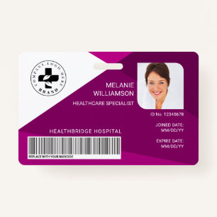 Modern plum Geometric Design Medical Photo ID/Logo Badge