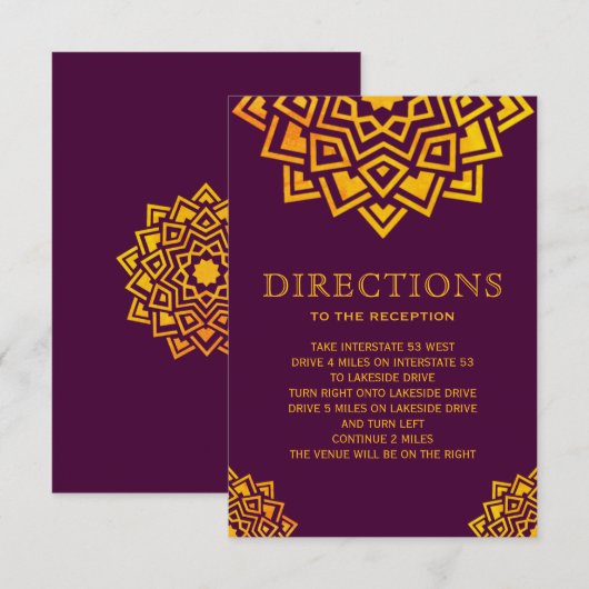 Modern Plum Gold Mandala Indiaanse richting Kaart (Voorkant / Achterkant)