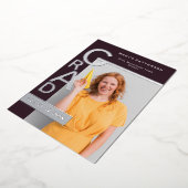 Modern Plum Graduation Announcement Silver Foil Folie Feestdagenkaart (Gedraaid)