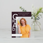 Modern Plum Graduation Party Invitation Silver Folie Uitnodiging Briefkaart (Staand Voorkant)