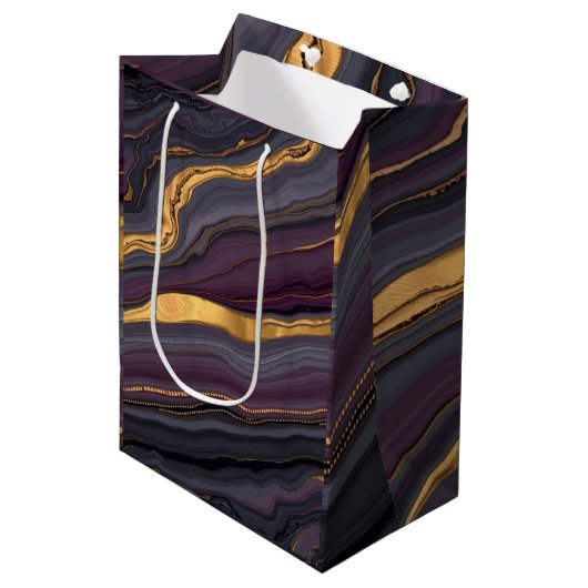 Modern Plum Metallic Agate Marble Abstract Art Medium Cadeauzakje (Voorkant Gekanteld)