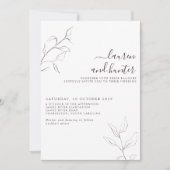 Modern Plum Paars Floral Botanical Script Wedding Kaart (Voorkant)