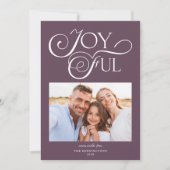 Modern Plum Paars Pattern Joyful Holiday Foto Feestdagenkaart (Voorkant)