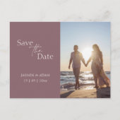 Modern Plum Paars Photo Wedding Save the Date Briefkaart (Voorkant)