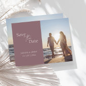 Modern Plum Paars Photo Wedding Save the Date Briefkaart