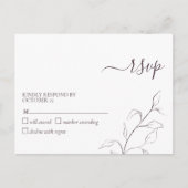 Modern Plum Paars Script Botanical No Menu RSVP (Voorkant)
