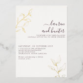 Modern Plum Paars Script Botanical Wedding Gold Folie Uitnodiging (Voorkant)