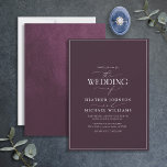 Modern Plum Paarse Calligraphy Wedding Invitation Kaart<br><div class="desc">Het rendabele, elegante en moderne, eenvoudige, minimalistische paarse en witte typografie bruiloft-ontwerp kenmerkt 'De bruiloft van' in moderne kalligrafie en Serif-tekst als de belangrijkste ontwerpeigenschap, en is gebaseerd op onze beste vrijgezellenfeest-uitnodiging. De achterkant van de kaart heeft een paarse pruimen textuur. De ontwerper van het contact voor de passende producten....</div>