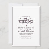 Modern Plum Paarse Calligraphy Wedding Kaart (Voorkant)