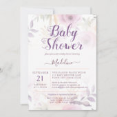 Modern Plum Paarse Floral Baby shower Kaart (Voorkant)