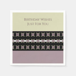 Modern Plum Paarse Floral Designer Luncheon Servet