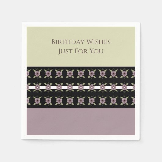 Modern Plum Paarse Floral Designer Luncheon Servet (Voorkant)