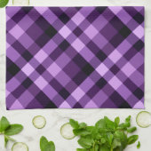 Modern Plum Paarse geruite patroonkeukenhanddoek Theedoek (Gevouwen)