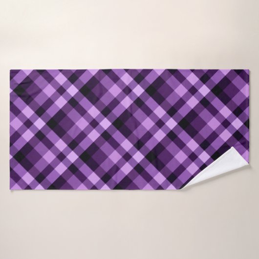 Modern Plum Paarse geruite Pattern Badhanddoek (Badhanddoek)