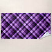 Modern Plum Paarse geruite Pattern Strandlaken (Voorkant)