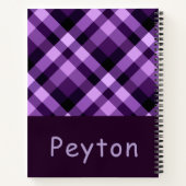 Modern Plum Paarse Plaid Monogram Notitieboek (Achterkant)