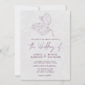Modern Plum Silver Grey Botanical Elegant Wedding Kaart (Voorkant)