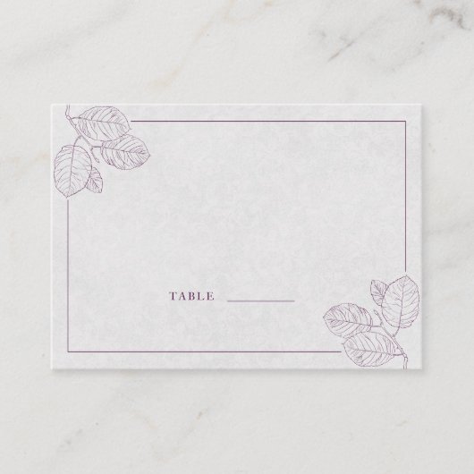 Modern Plum Silver Grey Botanical Outline Elegant Plaatskaartje (Voorkant)