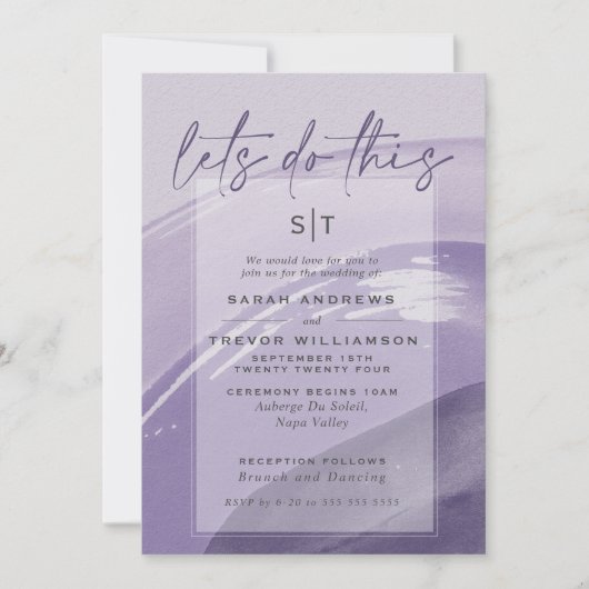 Modern Plum Waterverf Strokes Invitation Kaart (Voorkant)