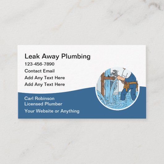 Modern Plumbing Plumber Service Business Cards Visitekaartje (Voorkant)