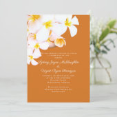 Modern Plumeria Hawaiian Flowers Oranje Wedding Kaart (Staand voorkant)