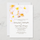 Modern Plumeria Hawaiian Flowers White Wedding Kaart (Voorkant)