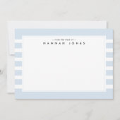 Modern poeder blauw wit gestreepte rand notitiekaartje (Voorkant)