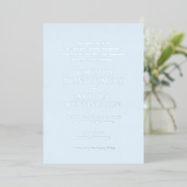 Modern Poederblauw Elegant Huwelijk Folie Uitnodiging
