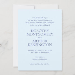 Modern Poederblauw Elegant Huwelijk Kaart