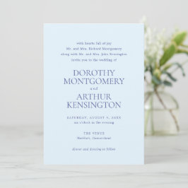 Modern Poederblauw Elegant Huwelijk Kaart