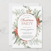 Modern Poinsettia Berry Greenery kerstfeest Kaart (Voorkant)